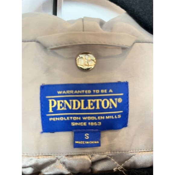 Pendleton Rain Coat Jacket with Hood Womens Tan belted size Small Dark Beige - Picture 7 of 12
